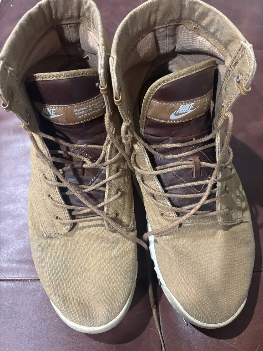Nike Men's Brown and Tan High-Top Canvas Boots